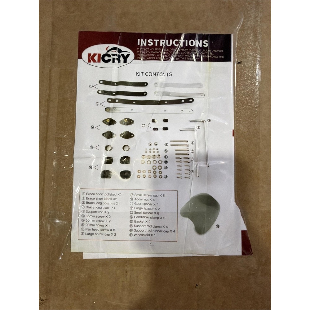 KI CRY Motorcycle Windshield‎ Kit Green Tint Handlebar Mount Hardware Universal